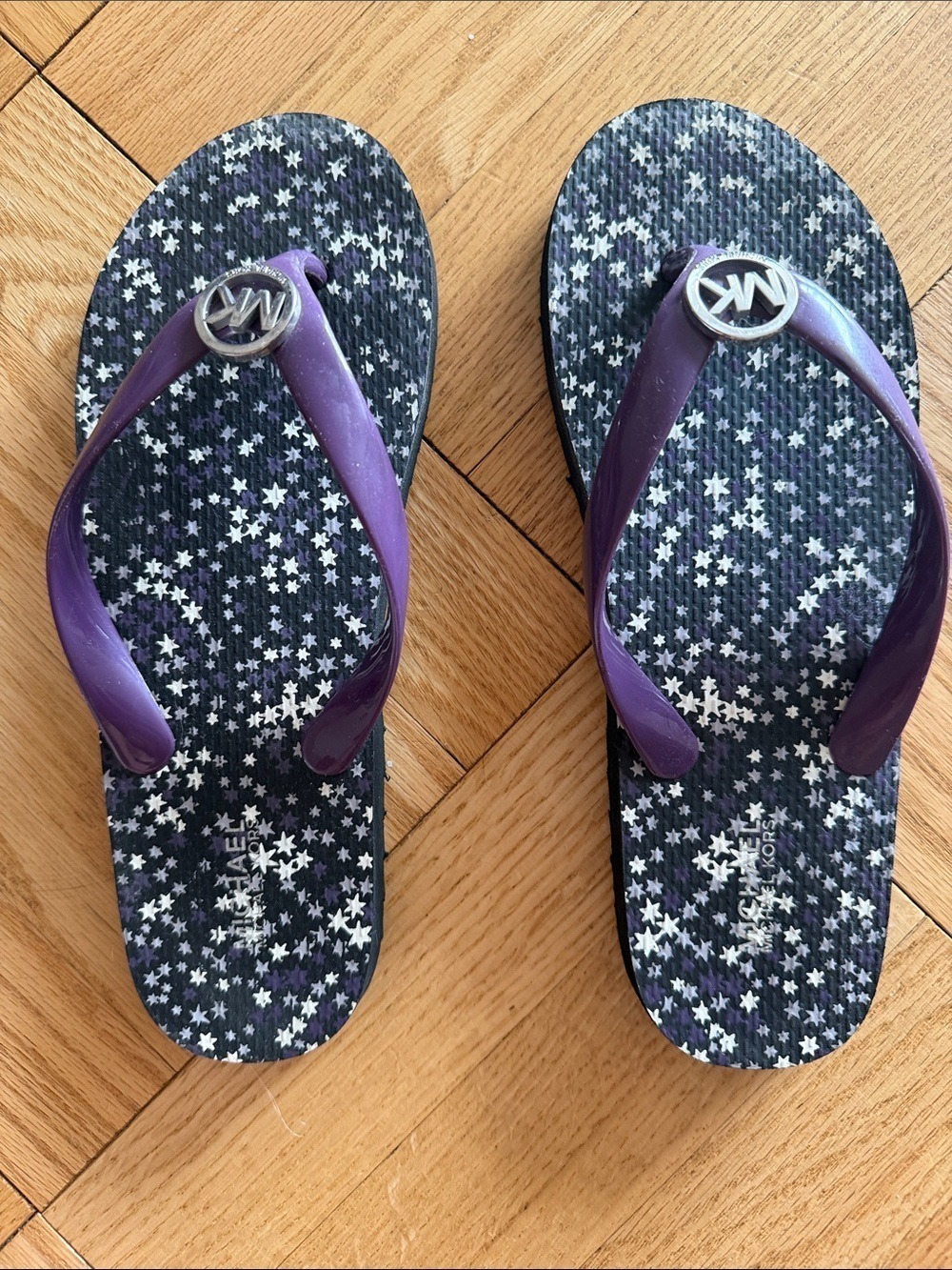 Michael Kors Purple Star Print Flip Flops Size 7